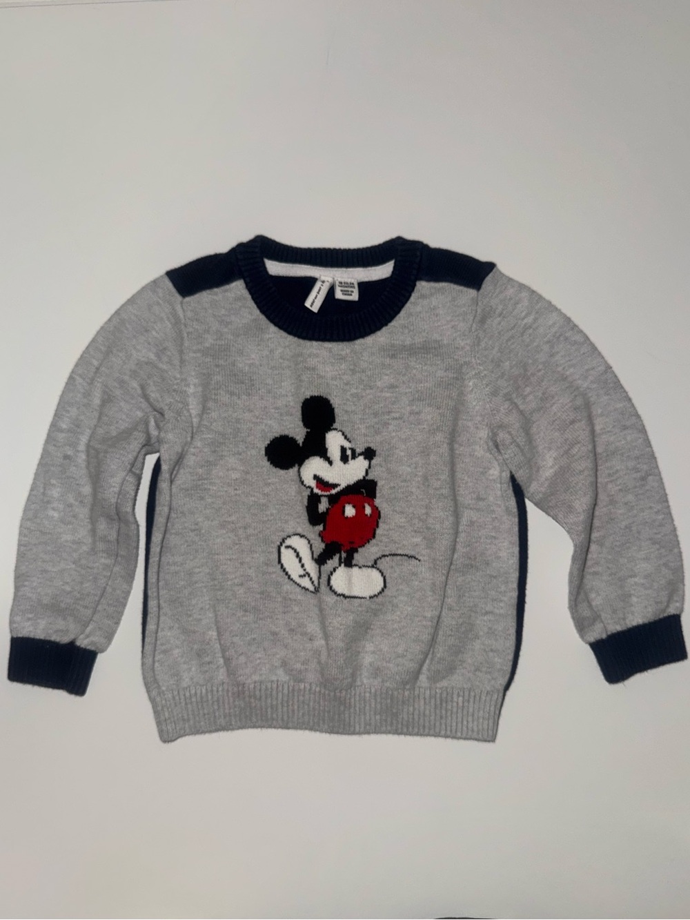 Janie and Jack Grey & Navy Mickey Mouse Knit Sweater